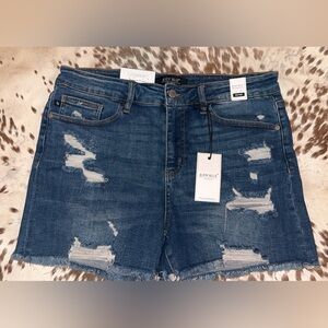 Judy Blue Distressed Mid-Rise Denim Short